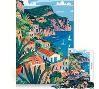 Arte minimalista italiana,città della costa di Capri,puzzle da 1000 pezzi per ragazzi,stimolante per la logica,ideale per il divertimento leggero,con tagli netti,un regalo perfetto (38x52cm)