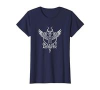 Arte mistica della Capra alata estetica occulta del Baphomet Maglietta, Donna, Navy, XS