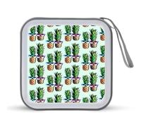 Arte moderna ananas con occhiali da sole divertente CD Case Holder Organizer 40 Capacità DVD Collection Storage Bag Portafoglio per Auto Casa Viaggio