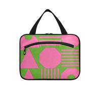 Arte moderna forme astratte rosa verde appeso borsa da viaggio con gancio appeso, designer Necessities kit di articoli da toeletta per le donne viaggio viaggio bolso para maquillaje de Mujer, Arte