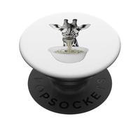 Arte monocromatica delle tagliatelle di ramen di slurping degli animali del collo lungo PopSockets PopGrip Adesivo