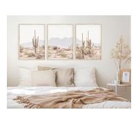 Arte Murale,3 Immagini Set-Arizona Four Peaks Murale Arte Bohemian Desert Tela Painting Light Colour Simple Vivere Cucina Ufficio Stanza Gallery Decorative Poster-50*60cm/20*24 pollici(senza cornice)