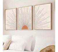 Arte Murale,3 Pezzi-Poster Tela Astratto Bohémien Con Sole Nascente Arte Vintage Camera Letto Soggiorno Cucina Ufficio Decorazione Parete Poster Opere D'Arte-50*60cm/20*24 pollici(senza cornice)