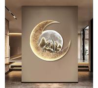 Arte Murale 3D con Luce LED, Arte Feng Shui Con Luce, Arredamento Casa Moderno Per Comodino, Decorazione Murale Alimentata A Spina, Per Soggiorno, Ingresso(Yellow,100cm/40in)
