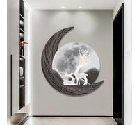 Arte Murale 3D con Luce LED, Arte Feng Shui Con Luce, Arredamento Casa Moderno Per Comodino, Decorazione Murale Alimentata A Spina, Per Soggiorno, Ingresso(Black,40cm/16in)