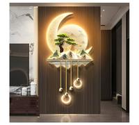 Arte Murale A LED, Paesaggio Creativo Sculture Da Parete, Lampada Per La Decorazione Di Quadri Appesi, Alimentazione Plug-in Decorazione Artistica Da Parete Con Ciondolo A Sfera In Metallo(Gold-A,50x1