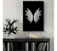 arte murale, ali di farfalla in bianco e nero, poster su tela per soggiorno, cameretta dei bambini, arredamento per la casa, dipinti, stampe su tela 60x90cm (24x35 pollici) Cornice interna