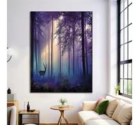 Arte Murale, Animale Poster Stampa Misterioso Cervo Della Foresta Immagine D'Arte Murale per Il Soggiorno Camera da Letto Decorazione Della Casa 50×70 cm Senza Cornice