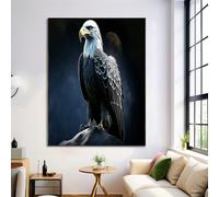 Arte Murale Feroce Aquila Calva Grande Animali Del Cielo Notturno Hd Pittura Su Tela Poster Stampa Su Tela Nero Casa Camera Da Letto Soggiorno Decorazione Parete 50X70Cm Senza Cornice