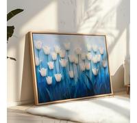 Arte murale floreale blu e bianca | Eleganti poster con stampe botaniche moderne | Dipinto floreale minimalista per la decorazione della casa, murale 80x120 cm senza cornice