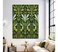 Arte Murale Geometria Delle Foglie Di Ulivo Grande Piante Retrò Hd Pittura Su Tela Poster Stampa Su Tela Verde Smeraldo Casa Camera Da Letto Soggiorno Decorazione Parete 50X70Cm Senza Cornice