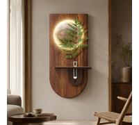 Arte Murale in Arenaria 3D a Rilievo con LED Caldo a Spina, Vaso Idroponico e Finta Pianta, Arredamento Moderno per Soggiorno Corridoio Ufficio(140x70cm(55.1x27.5in),B)