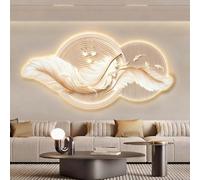 Arte murale LED con volume 3D, soggetto «paesaggio con piuma» per lo studio | Il gioco di luce rivela «paesaggio con piuma» in rilievo 3D; i contorni aggiungono un fulcro minimalista per la camera.