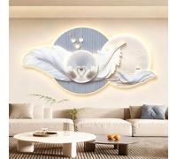 Arte murale LED con volume 3D, soggetto «paesaggio con piuma» per lo studio | Il gioco di luce rivela «paesaggio con piuma» in rilievo 3D; i contorni aggiungono un fulcro minimalista per la camera.