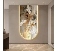 Arte Murale LED Design Arco Texture Oro, Arte 3D Luce Calda, Alimentazione a Spina, Arredamento Moderno per Soggiorno, Ingresso(40x80cm(15.8x31.5in),C)