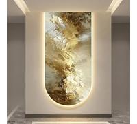 Arte Murale LED Design Arco Texture Oro, Arte 3D Luce Calda, Alimentazione a Spina, Arredamento Moderno per Soggiorno, Ingresso(50x100cm(19.7x39.4in),B)