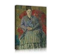 Arte murale Madame Cezanne poltrona rossa Paul Cezanne 90x110cm | Riproduzione ritratto dama impressionista francese vintage pronto camera caffè
