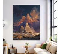 Arte Murale Rustica Piramidi Egizie, Stampa Su Tela Di Realismo Dell'Architettura Antica, Arte Muralesu Tela Della Parete Decor Murale per Camera Da Letto Soggiorno 70×100 cm Senza Cornice, Marrone