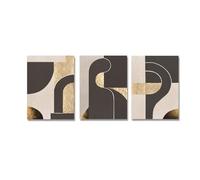 Arte Murale,Set di 3-Arte Murale Astratta Poster Stampe Geometriche Estetiche Marrone Dorato Dipinti Tela Moderni Opere D'Arte Decorazione di Casa Cucina Ufficio-40*50cm/16*20 pollici(senza cornice)