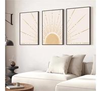Arte Murale,Set di 3-Bohemian Sunshine Medieval Retro Poster Rising Sun Bohemian Arte Tela Painting Simple Moderno Vivere Stanza Bedroom Ufficio Casa Decor-40*60cm/16*24 pollici(senza cornice)