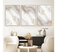 Arte Murale,Set di 3-Moderni Poster Astratti In Marmo Grigio Oro Tela Stampe Artistiche Parete Quadri Sala Pranzo Soggiorno Cucina Ufficio Interni Decorazione Casa-40*50cm/16*20 pollici(senza cornice)