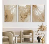 Arte Murale,Set di 3-Poster e Stampe su Tela di Arte Murale Astratta In Marmo Beige Boho Quadri Moderni Soggiorno Cucina Ufficio Interni Decorazioni la Casa-40*50cm/16*20 pollici(senza cornice)