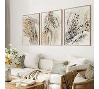 Arte Murale,Set di 3-Stampa su Tela di Quadri Astratti Con Texture In Marmo Poster Moderni Beige e Neri Decorazione da Parete per Soggiorno Ufficio Interni Casa-40*50cm/16*20 pollici(senza cornice)