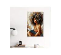Arte murale su tela con libro di lettura, stampe di poster afro, arte africana, stampa rilassante di una sorella, arredamento magico per il soggiorno di una ragazza (30x40 cm/senza cornice)