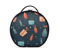 Arte Oscura Natale Blu Trucco Astuccio da Toilette Borse Rotondo Toeletta Scatola Cosmetica Borsa Creativo con Divisori Regolabili per Donna