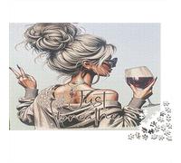 Arte per amanti del vino, puzzle da 1000 pezzi in cartone riciclato al 100% una donna con bicchiere di vino e tatuaggio sulla schiena, giochi educativi classici unici per adulti, 70x50 cm