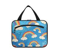 Arte Pittura A Olio Blu Arcobaleno Appeso Viaggio Hanging Toiletry Bag con gancio, Designer Snack Bag per Viaggi Must Haves Vacation bolso para maquillaje de Mujer L
