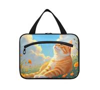 Arte Pittura A Olio Blu Cielo Gatto Appeso Toiletry Borsa Da Viaggio con Gancio, Designer Carino Toiletry Bag per i Viaggiatori Palestra Bolso de Mano para Hombre L