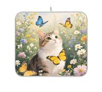 Arte Pittura A Olio Giardino Gatto essiccazione piatto mat piatto di scarico tappetino per cucina stuoie essiccazione per piatti assorbente cucina mat 16 x 18