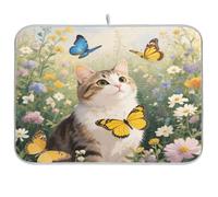 Arte Pittura A Olio Giardino Gatto Piatto Mat Accessori da Cucina per Controsoffitto Protezione Tappetino Lavapiatti Asciugatrice Piatto Stuoia Extra Large 18 x 24