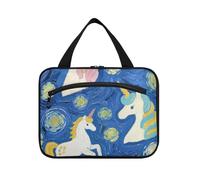 Arte Pittura A Olio Unicorni Blu Appeso Kit per Uomo con Gancio, Designer Compact Skincare Bag per Viaggiare Donne Backpacking estuche para brochas maquillaje L