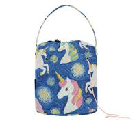 Arte Pittura A Olio Unicorni Blu Filato di Stoccaggio Portatile Crochet Sacchetto di Immagazzinaggio per Ferri Da Maglia bolsas para hilos de Crochet