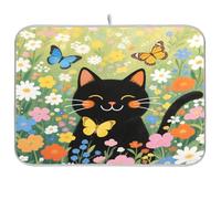 Arte pittura ad olio giardino gatto piatto essiccazione tappetino scolapiatti stuoie per cucina bancone cucina controsoffitto arredamento cucina asciugatrice tappetino grande piatto essiccazione 18 x