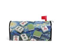 Arte Pittura Blu Cinese Mahjong Decorativo mailbox avvolge per l'inverno carino halloween mailbox copre magnetico formato standard Caja de correos