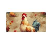 Arte Pollo Animale Pittura Banner Segno per Esterno Interno Compleanno Sfondo Poster Decorazioni per Feste Forniture Foto Sfondo con Occhielli Bandiera Da Parete Personalizzata