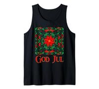 Arte Popolare Norvegese Rosemaling God Jul Christmas Poinsettia Canotta