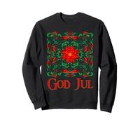Arte Popolare Norvegese Rosemaling God Jul Christmas Poinsettia Felpa
