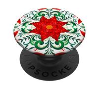 Arte popolare norvegese Rosemaling God Jul Christmas Poinsettia PopSockets PopGrip Adesivo