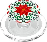 Arte popolare norvegese Rosemaling God Jul Christmas Poinsettia PopSockets PopGrip per MagSafe