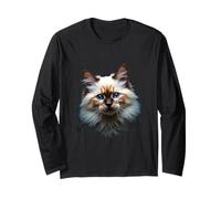 Arte realistica con faccia di gatto Ragdoll dall'oscurità Maglia a Manica