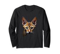 Arte realistica del volto di gatto abissino dall'oscurità Maglia a Manica
