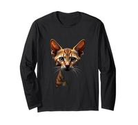 Arte realistica del volto di gatto abissino dall'oscurità Maglia a Manica