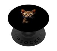 Arte realistica del volto di gatto abissino dall'oscurità PopSockets PopGrip Adesivo