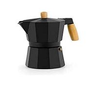 Arte regal Caffettiera Italiana con Manico in Legno 6 Tazze, Caffettiera in Alluminio, Induzione, Fuoco, Piano cottura in Ceramica