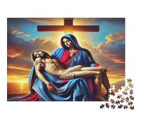 Arte religiosa Madre e Figura della Sofferenza Puzzle 1000 Pezzi Carta per Adulti Tramonto Gioco di Puzzle 1000 Pezzi Famiglia Relax Decorazione 70x50cm/1000pcs