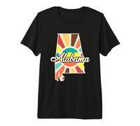 Arte Retro con Contorno dello Stato dell'Alabama Maglietta Premium